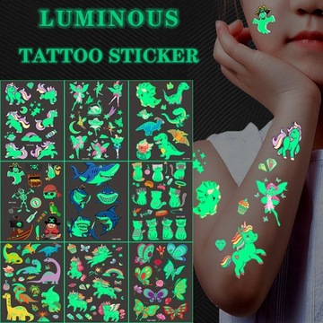 5 ARKUSZY !! Tatuaże ŚWIECĄCE fluorescencyjne