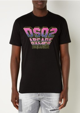 DSQUARED2 t-shirt black printed-grafic rozmiar XL