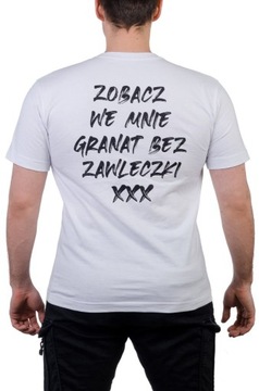 Koszulka T-shirt biała z nadrukiem męska rozmiar S