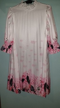 Zara biała plisowana sukienka kwiaty S 36