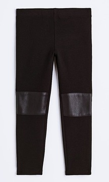 Nowe czarne legginsy z wstawką z ekoskóry H&M 104