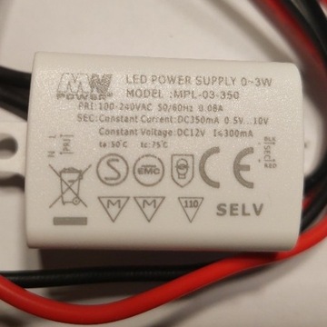 ZASILACZ LED MPL-03-350 12V/350MA 3W IP65