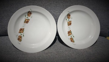 2 talerzyki w kwiaty (porcelana, Wawel, PRL)