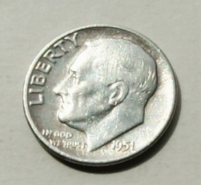10 cent 1951 one dime Roosevelt Ag stan!
