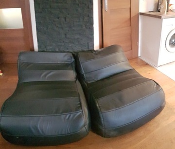2 fotele pufy worki gigant ekoskóra