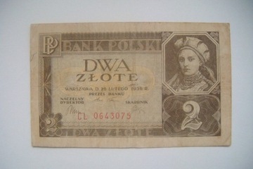 POLSKA Banknot 2 zł. 1936 r. seria CL