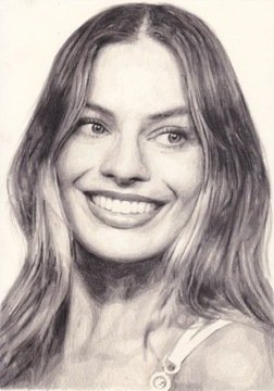 portret kredkami Margot Robbie