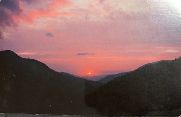 Pocztówka Zachód Słońca Great Smoky Mountains USA 