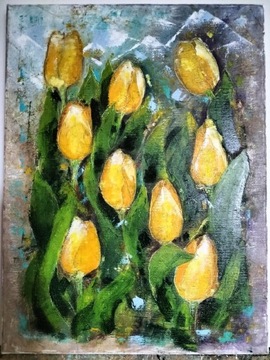 Obraz ręcznie malowany olej Tulipanowo 30x40 cm