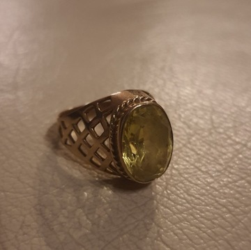 złoty pierścionek radziecka próba 583 cytryn retro