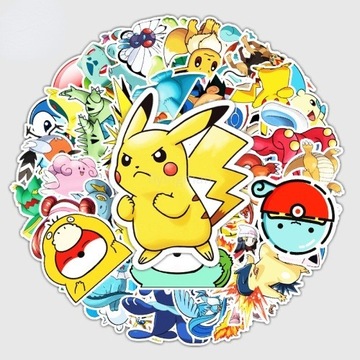 Pokemon Pikachu Naklejki 50 sztuk Wodoodporne