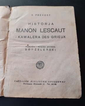 Prevost; Historia Manon Lescaut i kawalera Grieux