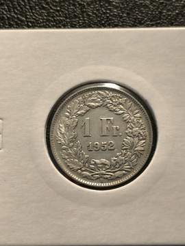1 FRANK SZWAJCARSKI 1952 ROK SREBRO 0.835