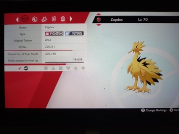 Legendarny Pokemon Shiny Galar Zapdos + Przedmiot