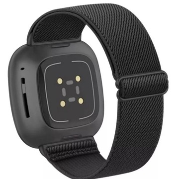 G120A_Pasek nylon,elastyczn,Fitbit Versa3/4 CZARNY