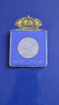 100 zł Bocian 1982 org. pudełko z PRL stan L