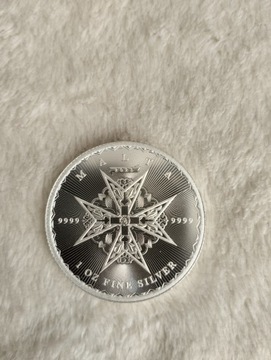 Srebrna moneta Malta krzyż maltański 5 euro 1oz