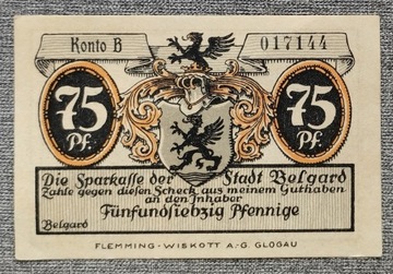 Notgeld Belgard (Białogard), 75 PF