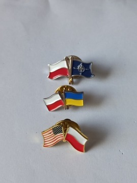 Przypinki pin flagi Polska Usa Nato ukraina