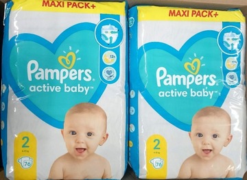 Pampersy Pampers Active Baby 2 |  2 x 76 szt ZAPAS