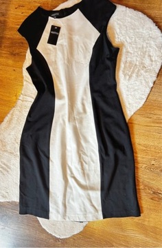 Ołówkowa czarno-biała sukienka VESTINO 44 - nowa