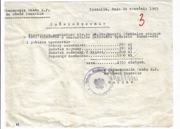 Pismo Pełn. Rządu RP na Koszalin z września 1945r