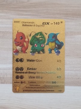 Charmander bulbasaur squirtle złota 