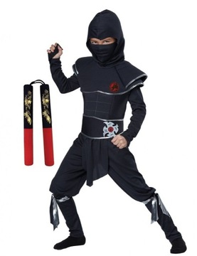 Strój BLACK NINJA SAMURAJ MIĘŚNIE 120/130 NUNCHAKU