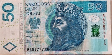 Banknot 50 zł - ciekawy numer