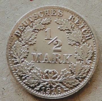 1/2 marki 1916 A     srebro 