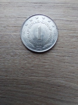 Jugosławia 1 dinar 1977 stan -I/+II