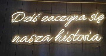 Napis led dziś zaczyna się nasza historia neon 