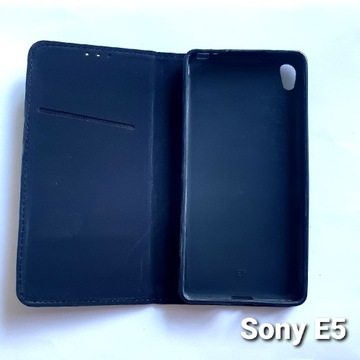 Sony E5 czarny pokrowiec otwierany klapka etui NEW