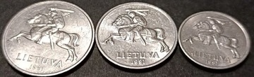 Litwa 1, 2, 5 centów 1991