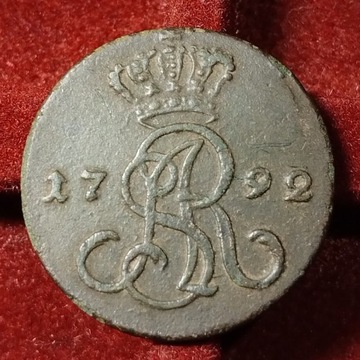 grosz koronny SAP Poniatowski 1792 E.B. - b. ładny