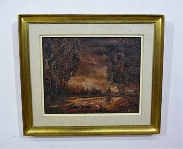 obraz olejny w drewnianej ramie 67x57cm 