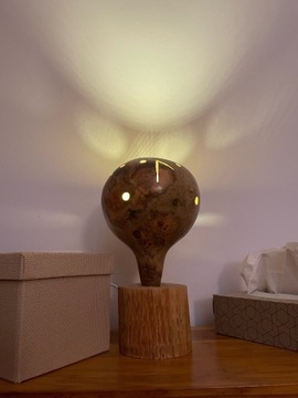 LAMPA z dyni i drewna - eko, rustykalna, art