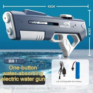 Pistolet niebieski na wodę elektryczny dla dzieci 