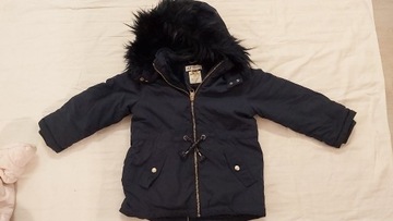 Kurtka parka granatowa z kapturem H&M  r.110