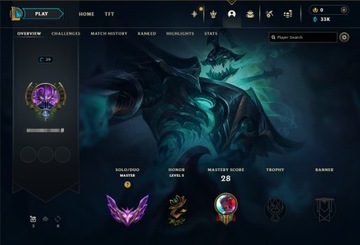 Konto League of Legends Master EUW 68WR HANDLVL