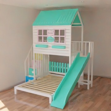 Łóżko domek piętrowy dla dzieci drewniany RATY