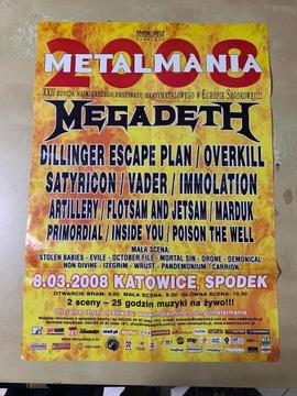 Stary plakat METALMANIA 2008 MEGADETH