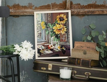 Obraz akrylowy ręcznie malowany Trzy słoneczniki 40x50 cm