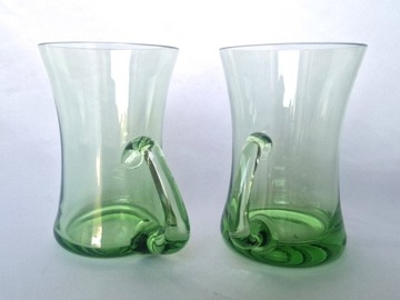 Szklanki z zielonego szkła 220ml z uszkiem 