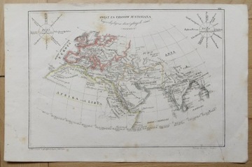 Mapa 1828 Świat za czasów Justyniana