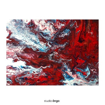 Obraz "Gniew", pouring, akryl na płótnie, 70x50