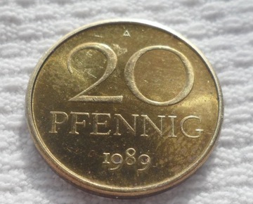 Niemcy NRD DDR 20 fenigów pfennig 1989 A Berlin