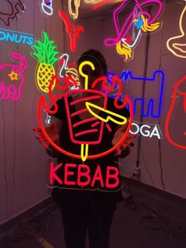 Kebab Neon Led Napis. Reklama Kebab Donerowy