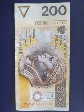 Banknot 200 zł nr seryjny "666"