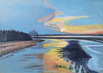 Podlasie- pejzaż-pastel olejny